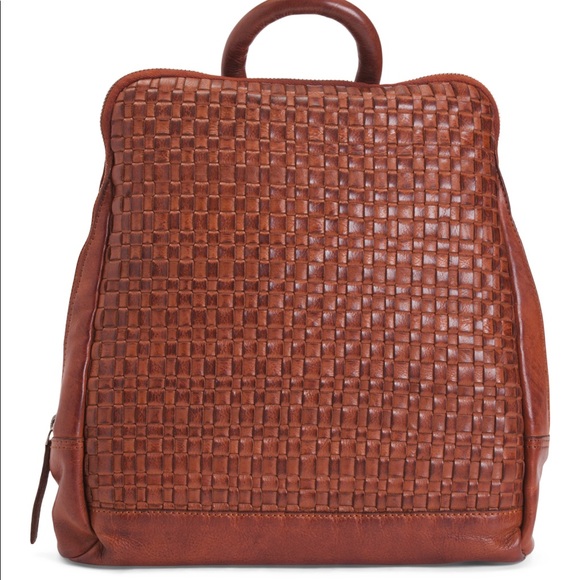 Vilenca Holland Handbags - 🆕 ANTHROPOLOGIE Woven Leather Backpack Cognac